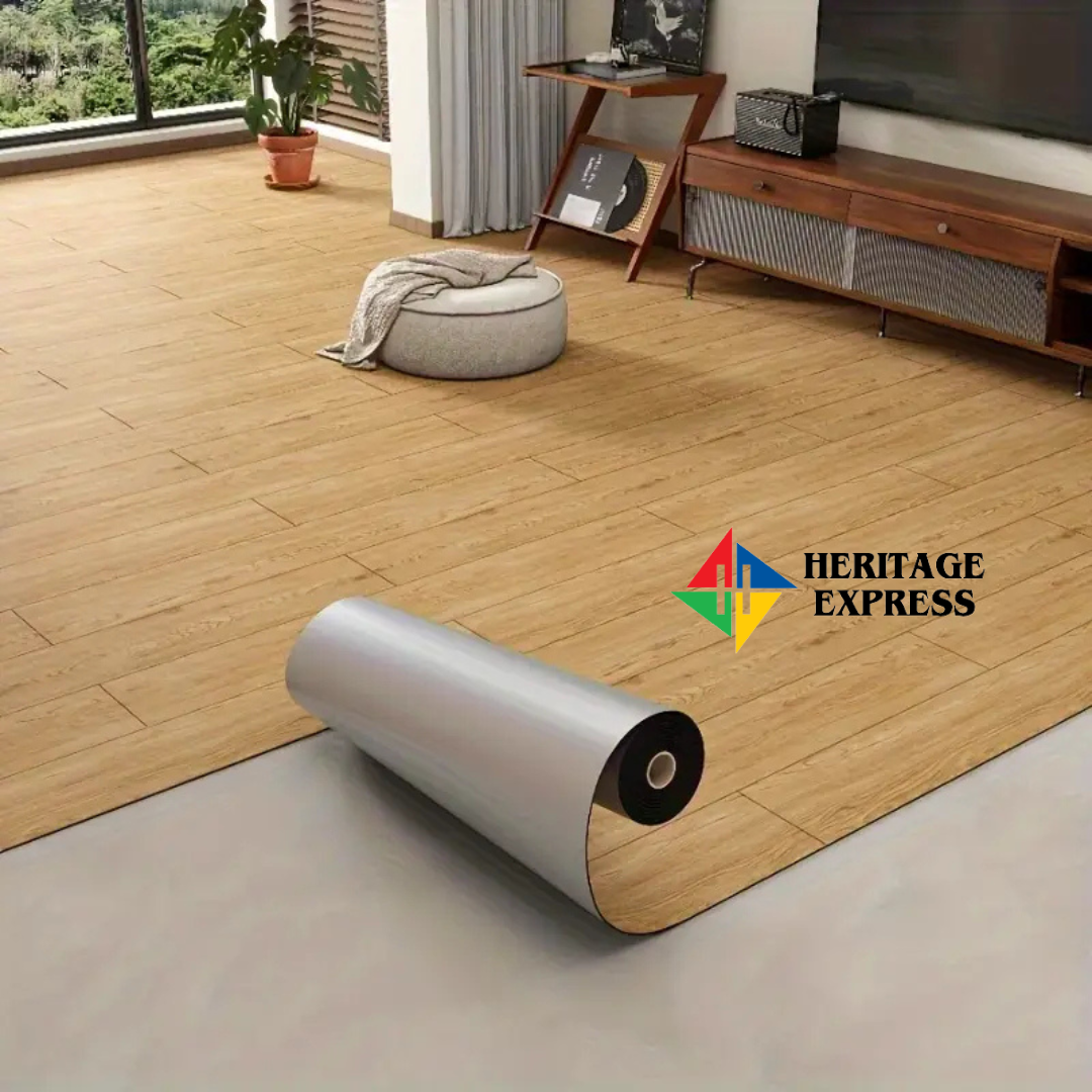 1.5 mm Thick PVC Decking Roll - Laminate Floor Covering (Antique Oak) - 200x60 cm - Self Adhesive