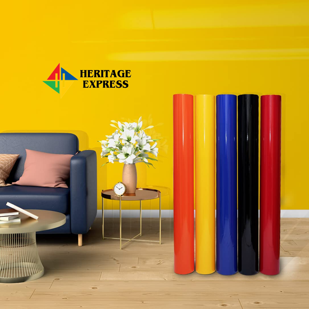 product-grid-gallery-item Self Adhesive Vinyl Sticker  Yellow Glossy Finish for Wall Door Table Furniture Fridge Sticker