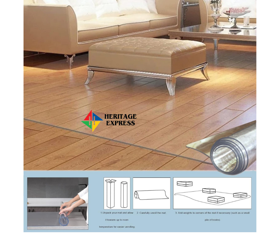 1.5 mm Transparent Waterproof Vinyl PVC Table I Floor Mat - Image 3