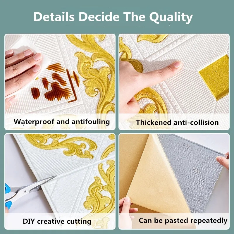 Ceiling Foam wallpaper 3D Self-Adhesive Wall Panels for Interior Wall Decoration Wall Renovation , wall stickers, each size 70x70cm (27x27 inches) - Image 4