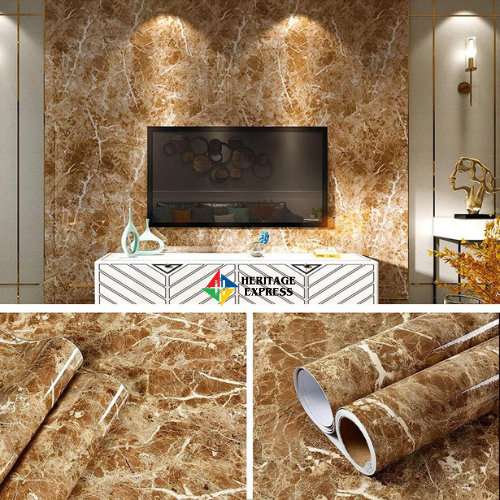 Marble Pattern Renovation Sticker - Easy-to-Apply, Waterproof, and Oil-Proof Kitchen Wallpaper with Realistic Design - Perfect for Kitchen Renovation and Decoration, Made of Durable PVC Material