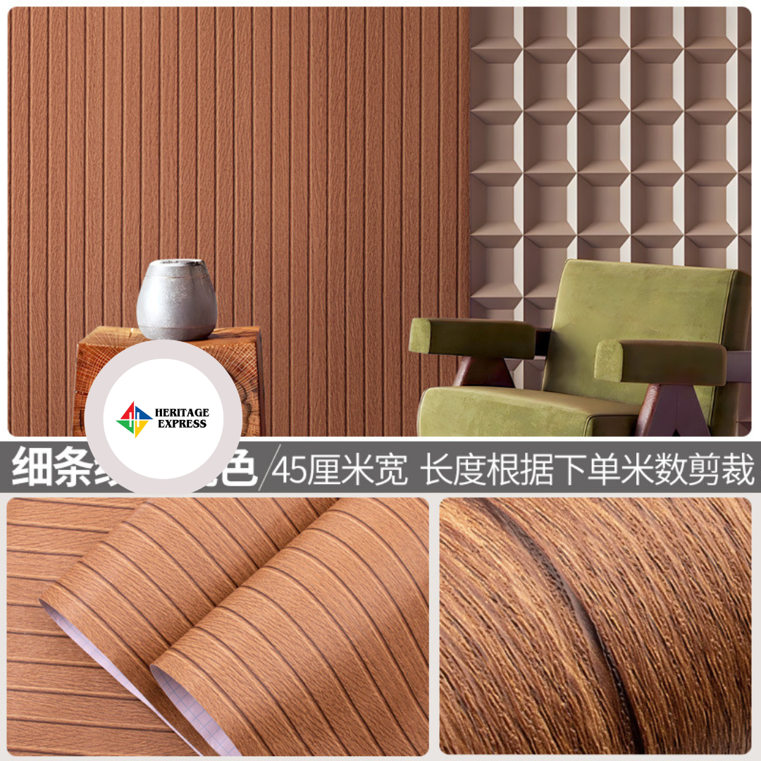3D faux wood slat peel-and-stick wallpaper designed to replicate acoustic wood panels. - Image 3